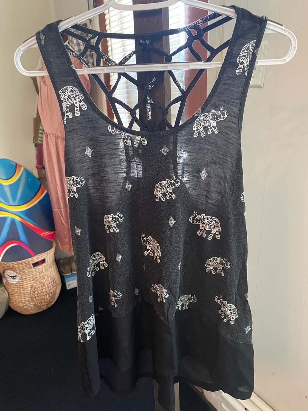 Maurices Women's Elephant Print Tank Top with Strappy Back Detail